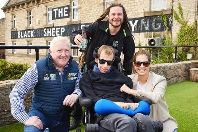 The launch of Burrow’s Blonde at Black Sheep in North Yorkshire  - From left, Phil Phil Hawthorne, founder of The Good Racing Co, Black Sheep senior brewer Alex Brandon-Davies, Rob Burrow MBE and Lindsey Burrow. (Picture Black Sheep Brewery)