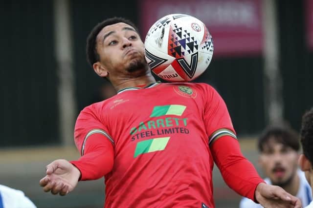 Luke Stewart bagged a brace as Harrogate Railway defeated Wakefield AFC 2-0 at Station View. Pictures: Craig Dinsdale