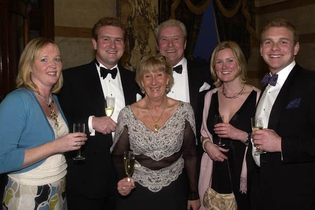 The late Charles Smailes, back, third from left, at the Harrogate Advertiser Business Awards 2007 with Karen Smailes, Richard Smailes, Phyliss Smailes, Dr Jenny Burns and Jonathan Smailes. (Picture Marcus Corazzi/2903074e)