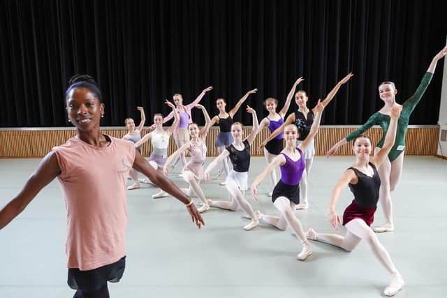 Cira Robinson and some of the young dancers at Yorkshire Ballet Seminars’ summer residential held at Ashville College