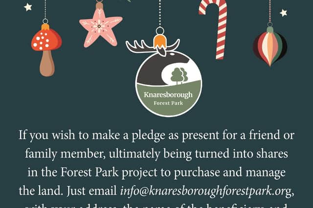 Knaresborough Forest Park Project campaigners are to offer the chance for people to give pledges towards purchasing the land as Christmas presents to friends and family.