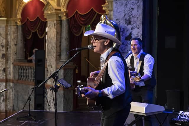 The Darren Busby Duo on stage at Harrogate’s glittering Royal Hall during the venue’s recent 120th anniversary celebrations. (Picture Michael Cook Action Stills Photography)