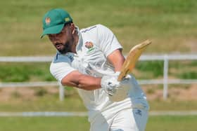 Arjun Ramkumar hits out on his way to a half-century during Harrogate CC 1st XI's Yorkshire Premier League North Premier Division victory over Clifton Alliance. Picture: Richard Bown