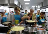 Young carers at Harrogate College in the training kitchens enjoying a free Masterchef event.