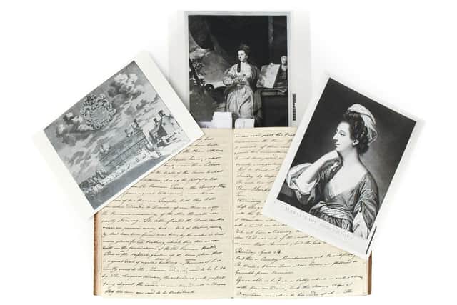 An excerpt from the diary, which will be sold with printed photographs of portraits of Lady Broughton by Sir Joshua Reynolds and Francis Cotes.