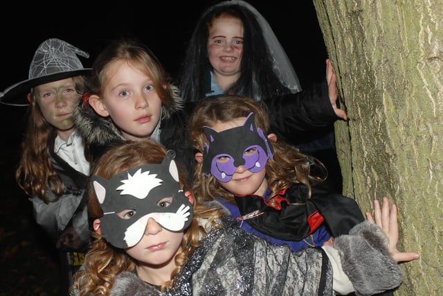 Sarah Maxwell, Hannah Maxwell, Eleanor Maxwell, Rebecca Maxwell and Anna Leigh Lishman enjoying the Henshaws Halloween Walk in 2008