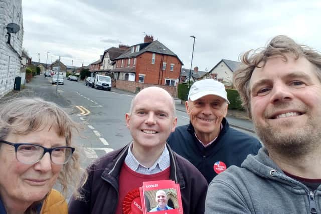 On the campaign trail - Chris Watt, Chair of Harrogate & Knaresborough Labour Party,  second from left, who is standing for the Kingsley ward in the Harrogate Town Council elections. (Picture contributed)