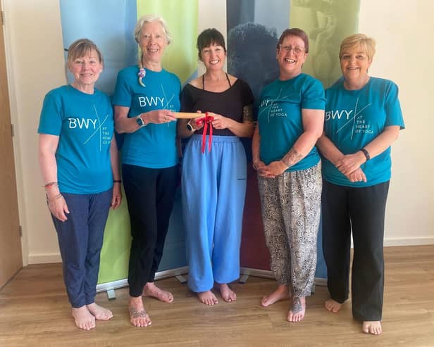 Emma receives her award from BWY Yorkshire Committee members (from left to right): Clare Walker  Lucy Croucher  Emma  Claire Hall  Jayne Pennock