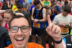 Still smiling -  Harrogate and Knaresborough Tom Gordon  joined thousands of other runners in a wet Great North Run on Sunday to raise funds for Saint Michael's Hospice. (Picture contributed)