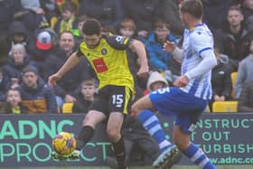 Harrogate Town centre-half Anthony O'Connor in action during Saturday's 1-0 home win over Colchester United. Picture: Matt Kirkham