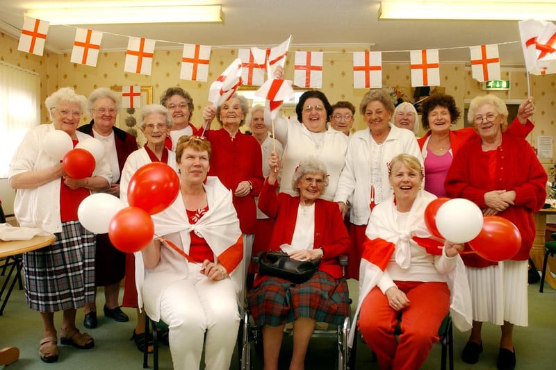 Who do you recognise in this St George's Day party at the Springwell Flats in 2004?