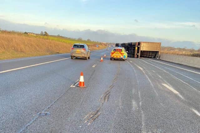 North Yorkshire Police dealt with five incidents involving heavy good vehicles on the A1(M) during Storm Otto