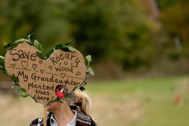 One of the signs brandished by protesters in the ‘Walk for Our Woods’ in Harrogate.  (Photo by Edward Lee @edfclee)