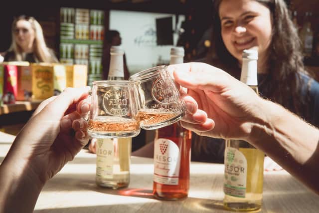 A taster session at Healeys Cornish Cyder Farm.