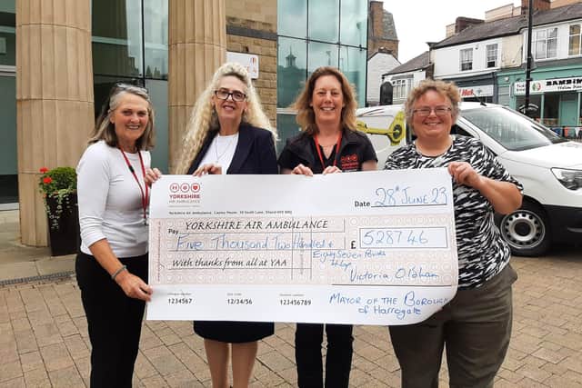 The former Mayor of Harrogate Victoria Oldham has helped to raise over £5200 for the Yorkshire Air Ambulance