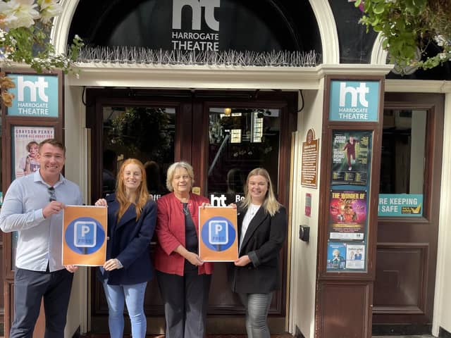 Free parking in Harrogate - From left,  Matthew Chapman – Harrogate BID manager, Natalie Rawel – Harrogate Theatre Marketing Manager, Helen Suckling – Partnership and Commercial Manager Destination. (Picture contributed)