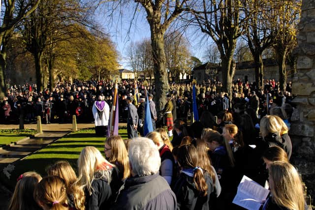 The Remembrance Service at Knaresborough War Memorial - North Yorkshire Police has taken the "difficult decision" tocease providing traffic management support to 32 smaller Remembrance Day events in North Yorkshire and the City of York. (Picture National World 131110M1g)