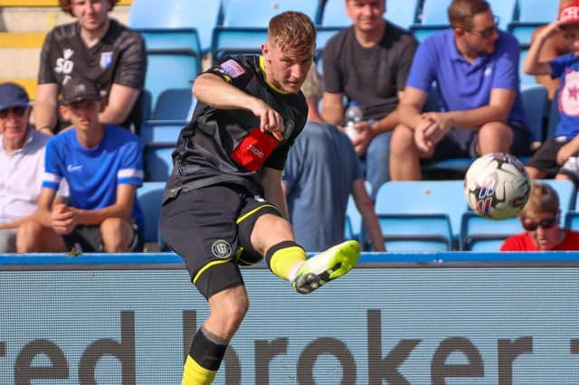 Matty Daly fired Harrogate Town into a 78th-minute lead against Bradford City at Valley Parade. Picture: Matt Kirkham