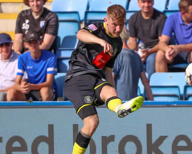 Matty Daly fired Harrogate Town into a 78th-minute lead against Bradford City at Valley Parade. Picture: Matt Kirkham