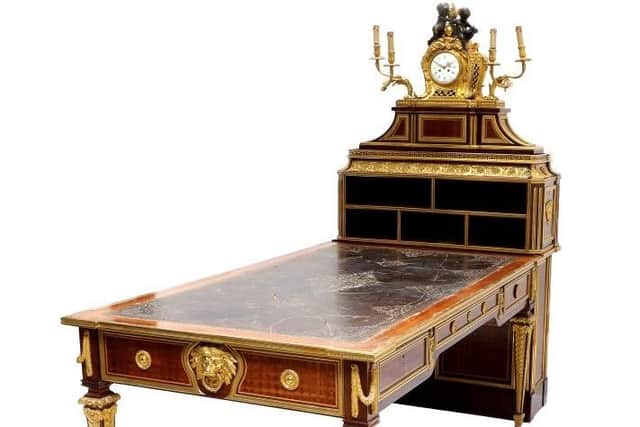 A late 19th century Louis XVl style Bureau Plat et Cartonnier by Paul Sormani, est: £10,000 to £15,000