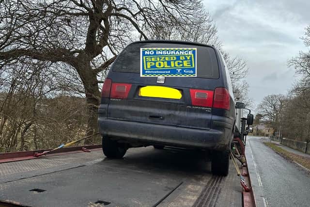 An uninsured driver has had their vehicle seized by police after testing positive for cannabis in Harrogate