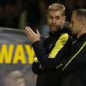 Simon Weaver, left, watches on from the sidelines during Harrogate Town's 'embarrassing' Carabao Cup defeat to Blackburn Rovers. Pictures: Paul Thompson/ProSports Images