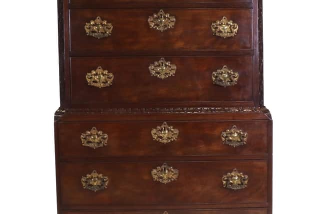 Section of a George III Chippendale Style Mahogany and Oak-Lined Chest on Chest, late 18th Century - £15,000