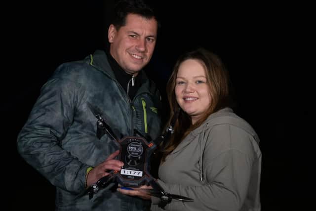 She said yes. Rhys Whelan surprise proposal to partner Megan Greenwood with an inspiring drone light show.