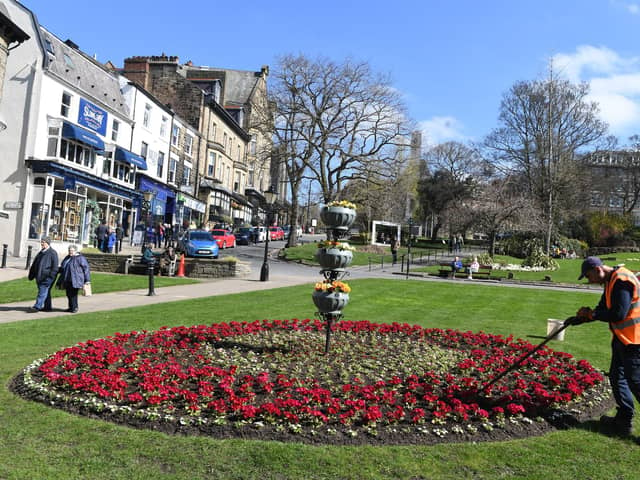A new study has revealed Harrogate is one of the top 10 cleanest areas in the UK – and it’s mainly because of the town's floral strength and its park. Pictured are the flower beds on Montpellier Hill. (Picture Gerard Binks)
