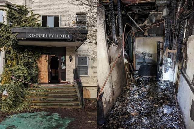 The devastating aftermath of a fire at the former Kimberley Hotel (Credit: Harrogate Fire Station)