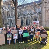 Protestors gathered in a peaceful demonstration against Ripon Cathedral's £6 million plan to build on public land.