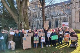 Protestors gathered in a peaceful demonstration against Ripon Cathedral's £6 million plan to build on public land.