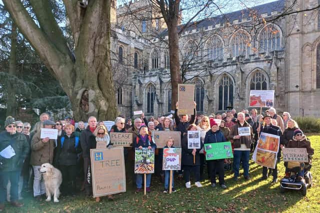 Protestors gathered in a peaceful demonstration against Ripon Cathedral's £6 million plan to build on public land.