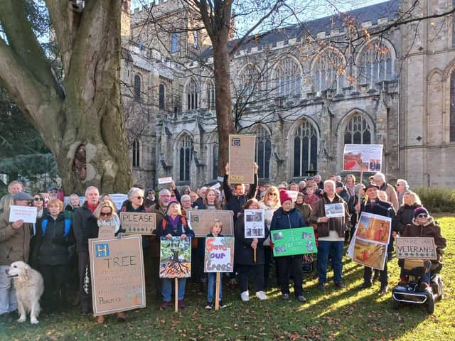 Protestors gathered in a peaceful demonstration against Ripon Cathedral's £6 million plan to build on public land.