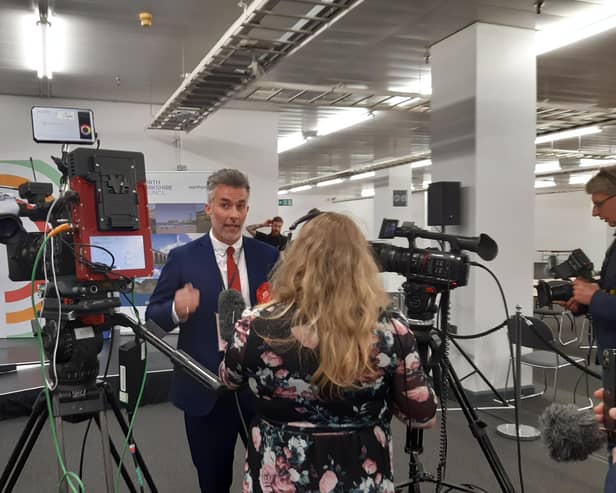 Winning Labour candidate David Skaith from Harrogate addresses the media after defeating Tory rival Keane Duncan to be the first-ever Mayor of York and North Yorkshire. (Picture Graham Chalmers)
