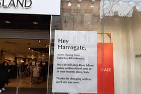 The poster currently on the shop front of River Island on Cambridge Street, Harrogate.