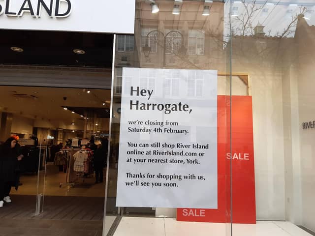 The poster currently on the shop front of River Island on Cambridge Street, Harrogate.