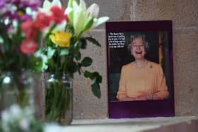 Floral tributes to the queen at St Peter's Church, Harrogate.