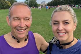 David Brigham and Charlotte Simpson at last year's Great North Run raising money for Saint Michael’s Hospice