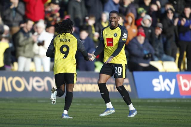 Harrogate Town's recent 3-1 home success over Doncaster Rovers lifted them to within touching distance of League Two's last play-off spot. Pictures: Paul Thompson/ProSportsImages
