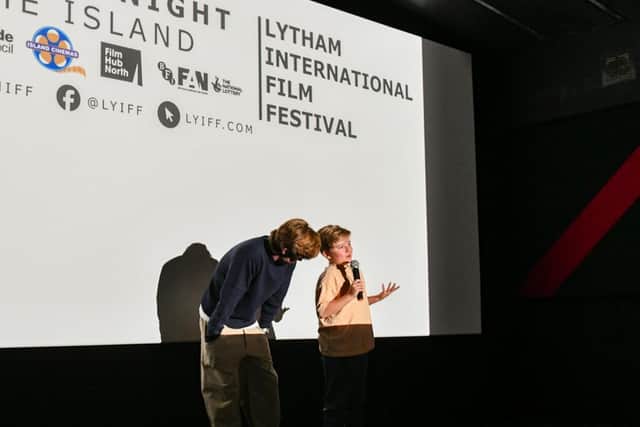 Harrogate's Bon Cooper receives his Rising Star award at Lytham International Film Festival for God Of Mischief. Pictured, left, is the film's writer/director Christian Stevens. (Picture contributed)