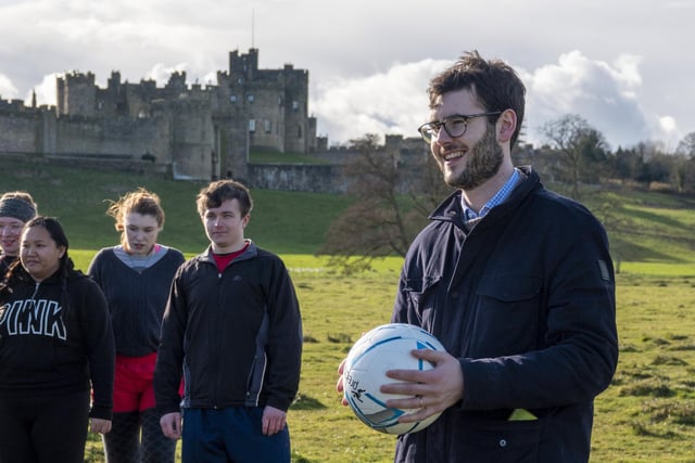 In a break with tradition, Lord Max Percy started the Alnwick Shrove Tuesday football match.