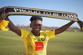 Kazeem Olaigbe has joined Harrogate Town on loan from Southampton. Picture: Harrogate Town AFC