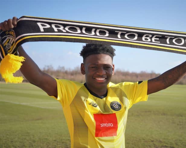 Kazeem Olaigbe has joined Harrogate Town on loan from Southampton. Picture: Harrogate Town AFC