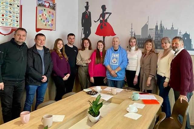 Pictured: Bob Frendt and the council of the city of Volodymyr.