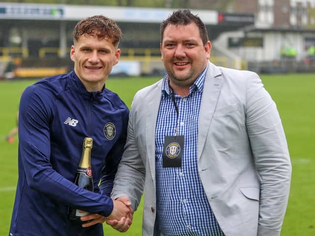 Toby Sims was named Harrogate Town's man of the match following another all-action display against Rochdale on Bank Holiday Monday. Pictures: Matt Kirkham