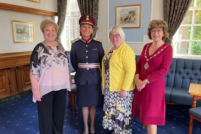 90th anniversary of Soroptimist International Harrogate & District - Pat Shore MBE, Harrogate SI president;, the Lord Lieutenant Jo Ropner; International President Maureen Maguire and Federation President Cathy Cottridge. (Picture contributed)