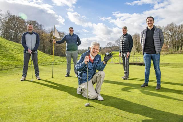 Royal Humane Society Awards - Ron Johnson, centre, returns to play at Oakdale Golf Club in Harrogate with his life savers Mark Hudson, Rob Stansfield, Gary Cawley and Gareth Traynor almost five months after he suffered a cardiac arrest.