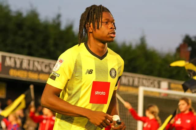 Sam Folarin made his first appearance for Harrogate Town against Salford City having joined the club from Middlesbrough on transfer deadline day.