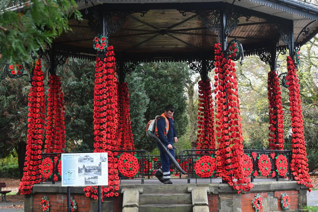 Pictured the bandstand gets a clean in Ripon Spa Gardens.